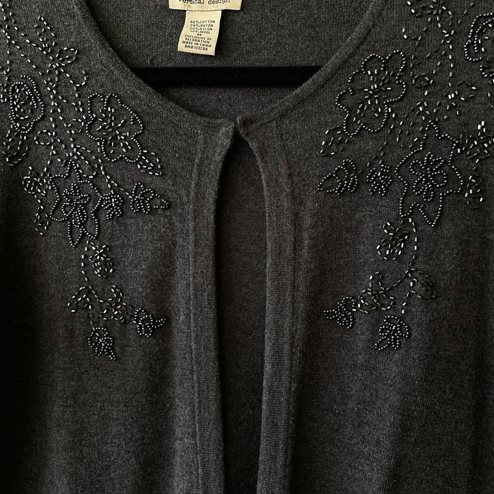 Cardigan Sweater Bead Embroidery